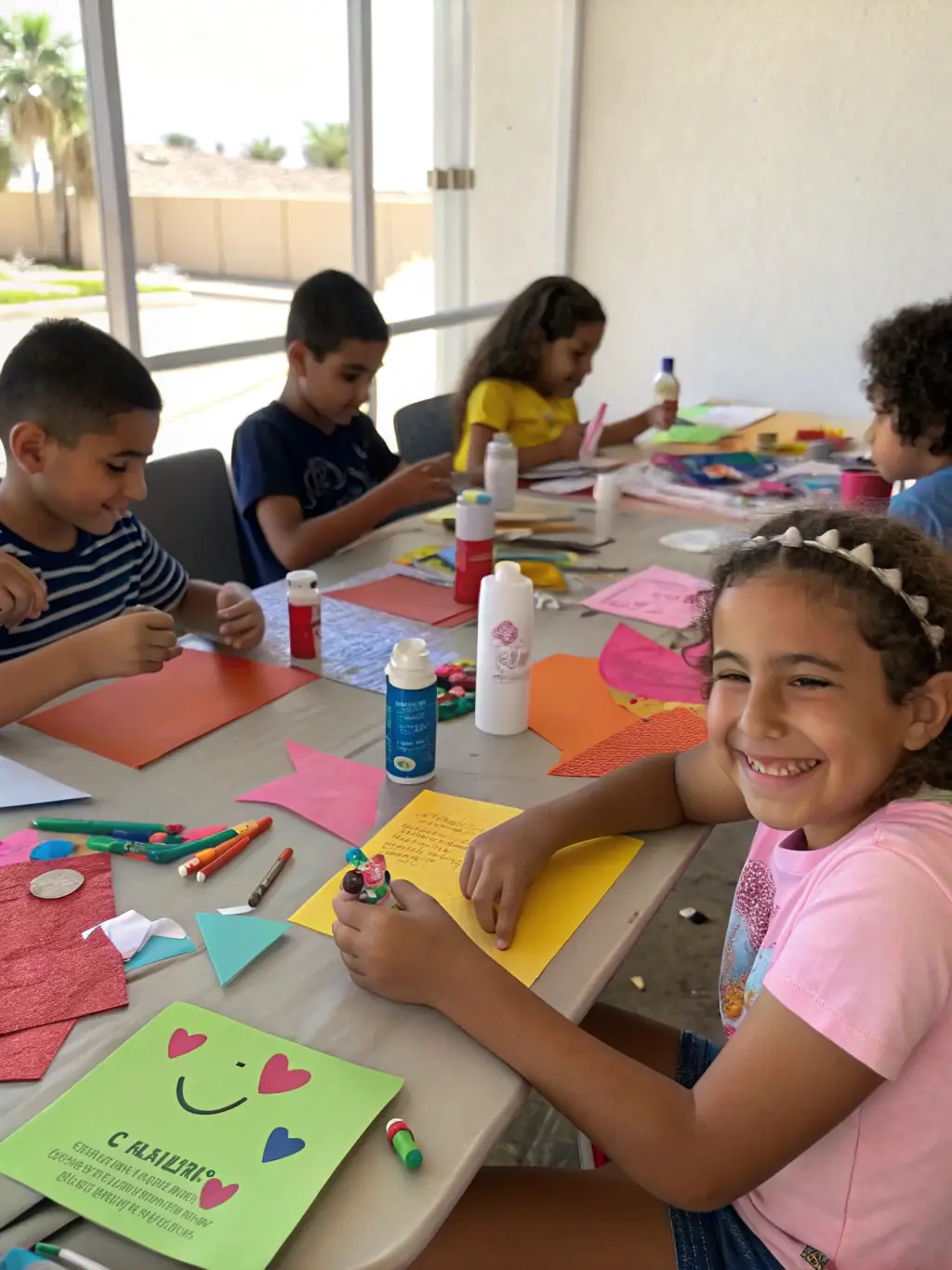 A photograph of a community workshop organized by Actum Culture & Communication, showing participants actively engaged in a hands-on art activity, fostering creativity and community engagement.