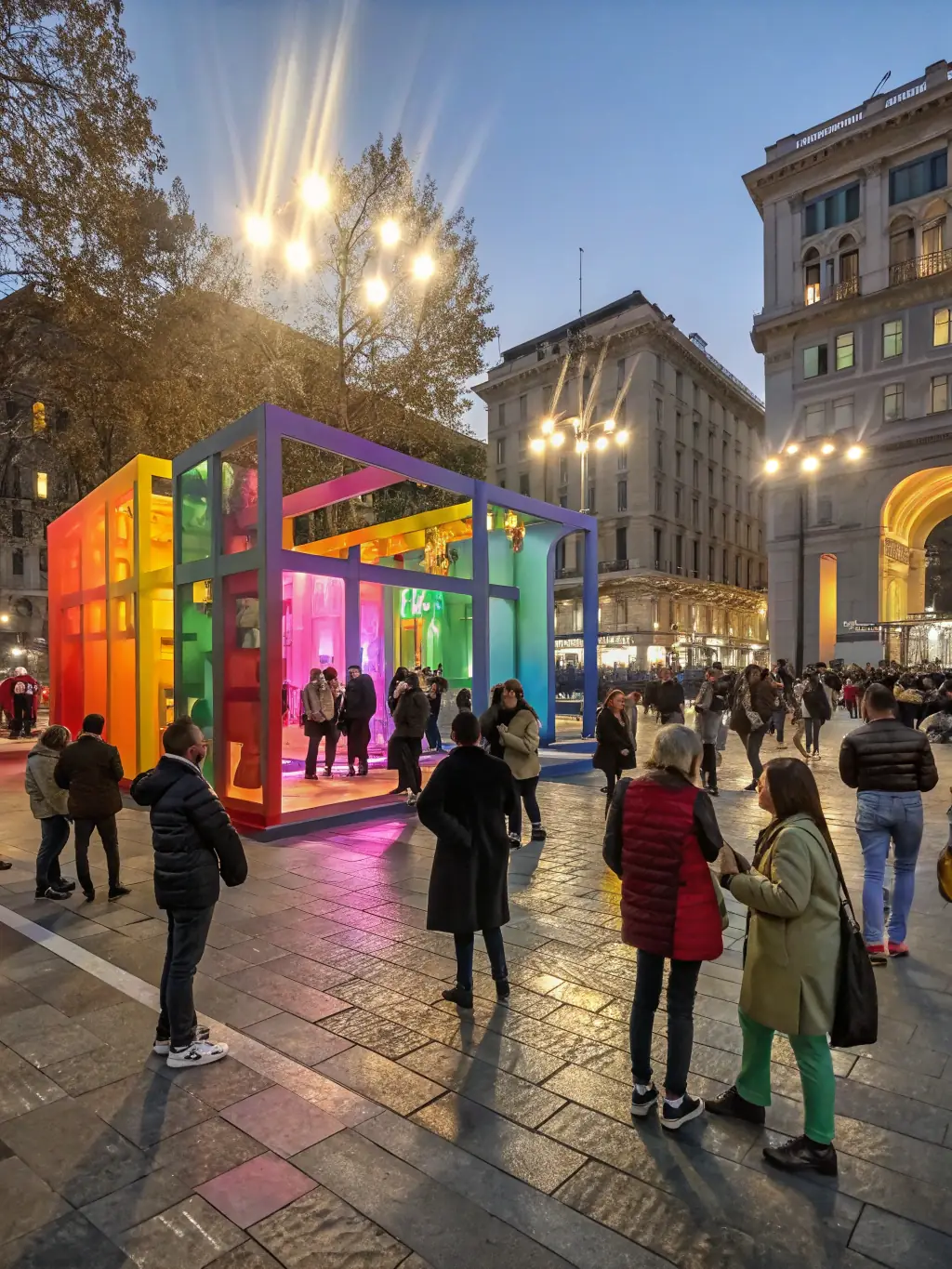 A photograph of a collaborative art installation created by participants from different cultural backgrounds, symbolizing cross-cultural exchange and understanding.