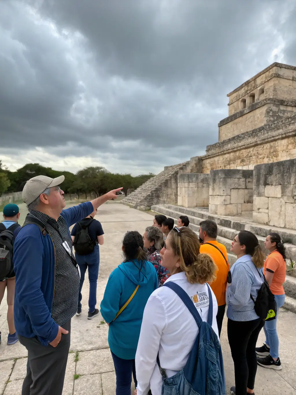 A photograph of a guided tour group exploring a historical site in Aix-en-Provence, led by a knowledgeable guide from Actum Culture & Communication.